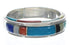 Southwest Sterling Silver Multicolor Ring Size 8-3/4 EX41716